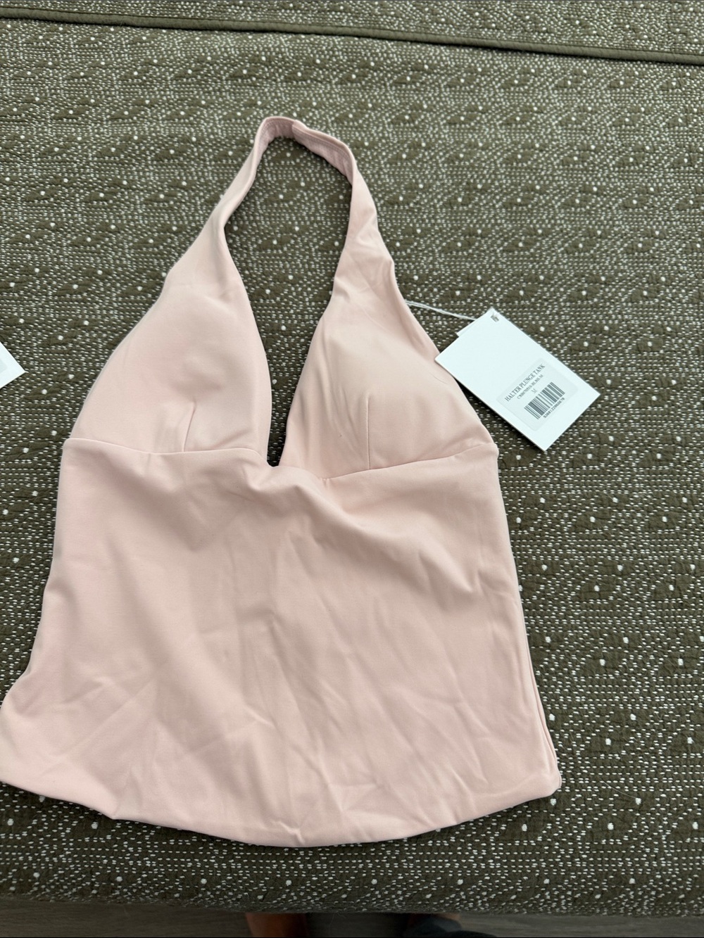 Halter One-Piece Swimsuit in Light Pink